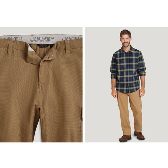 New NWT Jockey Outdoor Easy Fit Layering Pants Size 38 X 30 Tan Khaki - Picture 2 of 13